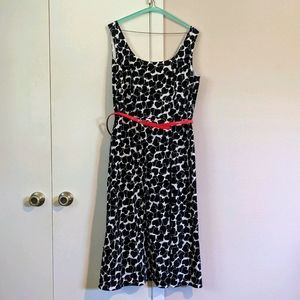 Sleeveless Hearts Dress with Patent Shiny Red Belt